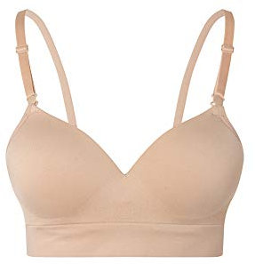 Lemef Seamless Bras for Women Wirefree Padded Bras Beige Size S