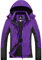 GEMYSE Damen Wasserdichte Berg-Skijacke Winddichte Fleece Outdoor-Winterjacke mit Kapuze (Lila Grau,XL)