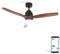 CREATE / WINDSTYLANCE/Deckenventilator mit Beleuchtung Schwarz Dunkelholzflügel mit WLAN und Fernbedienung / 40W, Leise, Ø132 cm, 6 Geschwindigkeiten, Timer, Sommer-Winterbetrieb, doppelte Höhe