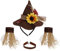TOYANDONA Witch Hat 4 Pcs in 1 Set Halloween Costume Accessories Straw Hat Wristband Necklace Decoration Cosplay Adornment for Adults Carnival Scarecrow