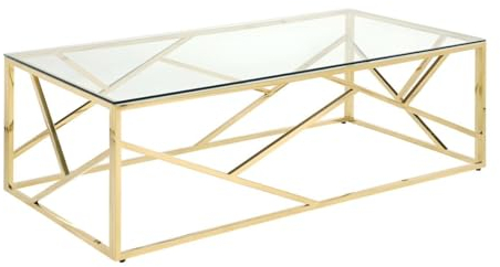 Vente-unique Pascal MORABITO-Couchtisch - Glas & Stahl - Goldfarben - Athena von Pascal MORABITO