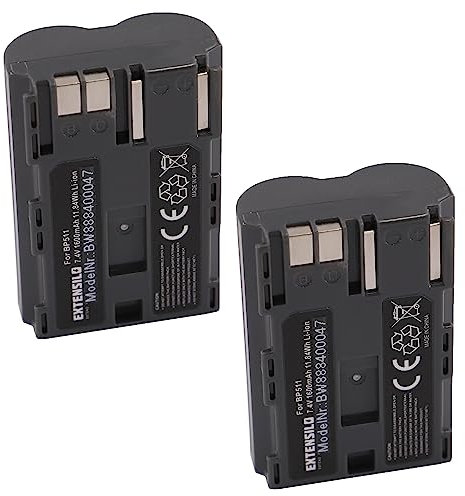 EXTENSILO 2x batteria compatibile con Canon MV750i, MVX100i, MVX150i, MVX1, MVX1i, MVX2i fotocamera digitale DSLR (1600mAh, 7,4V, Li-Ion)