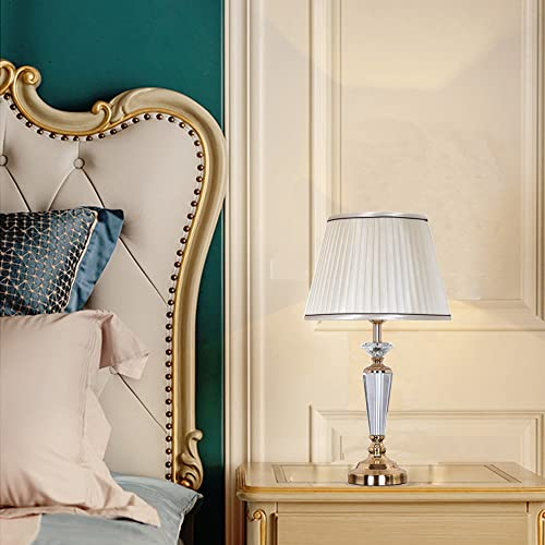 Mengjay Tischlampen,E27 Vintage Einfache Keramik Tischlampe Amerikanischen Land Stil Schlafzimmer Nachttischlampen Stoffschirm Moderne Studie Wohnzimmer Hotel Dekorative Schreibtischlampe (A)