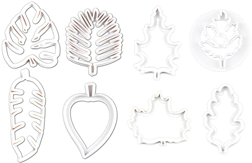 8 Pcs Leaf Cookie Cutters, Leaf Fondant Cutters Set Palm Leaves Maple Leaf Cutters Set for Cookie, Gum Paste, Sugarcraft Candy, Cake Decorating