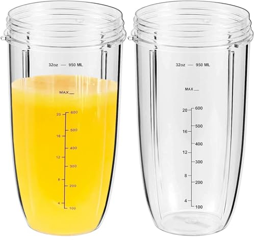 for NutriBullet Blender Replacement Cups 32oz, Replacement Spare Parts Accessories Compatible with NutriBullet 600W/ 900W Series Blender (2 Pack)