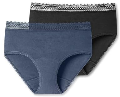 Schiesser Damen 2 Pack Menstruationswäsche/ Periodenslip Komfortschnitt Auslaufsicher - Secret Care Unterwäsche, Sortiert 1_176300, 38-40 EU