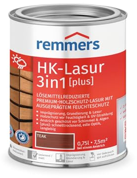 Remmers HK-Lasur 3in1 [plus] teak, matt, 0,75 Liter, Lösemittelreduzierte Premium-Holzschutz-Lasur für außen, 3in1, schnelltrocknend, langlebig