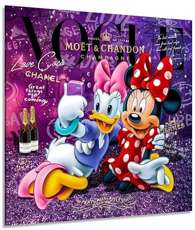 Kunstgestalten24 Leinwandbild Daisy & Minnie Vogue Pop Art Lifestyle Bild Kunstdruck Raum Wand Dekoration