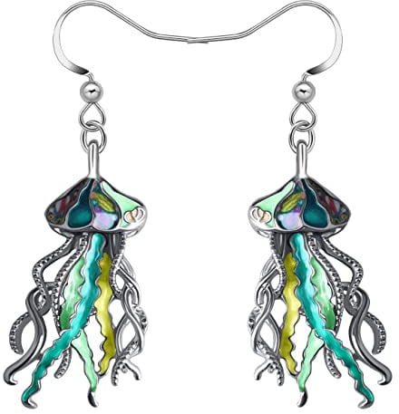 YAYAKO Emaille Hai Ohrringe baumeln Zinklegierung Wal Qualle Delphin Oktopus Ohrringe für Frauen Mädchen Ozean Tiere Sommer Geschenke