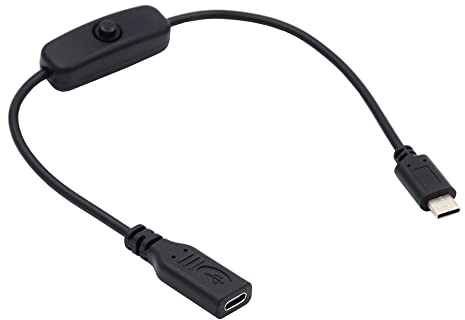 NFHK Cable USB-C con interruptor de encendido y apagado USB tipo C macho a hembra para ordenador portátil Raspberry Pi 4B