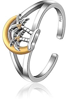 CHIC & ARTSY 925 Sterling Silver Palm Trees Toe Rings for Women Open Adjustable Cuff Toe Ring