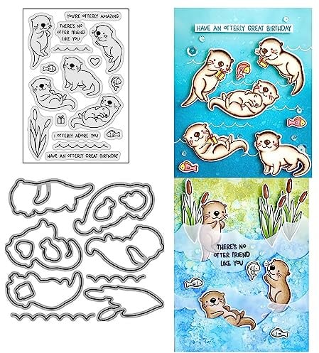 Otter-Stempel- und Stanzschablonen-Set für Kartenherstellung, transparente Stempel und Metall-Stanzschablonen-Sets für Scrapbooking, DIY, Album, Kartenherstellung