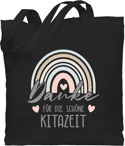 Baumwolltasche - Erzieher - Taschen - Danke für die schöne Kitazeit Boho Regenbogen - Unisize - Schwarz - geschenk erzieherin erziehertaschen kindergärtner kita tasche geschenke erzieherinnen
