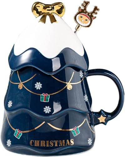 STETHI Weihnachtstasse Kaffeebecher Weihnachtsbecher Porzellan Schneemann Santa Claus Wasserbecher Kaffeetasse Keramik Weihnachtsmotive Weihnachtsdekor Geschenk & Geschenkidee (A)