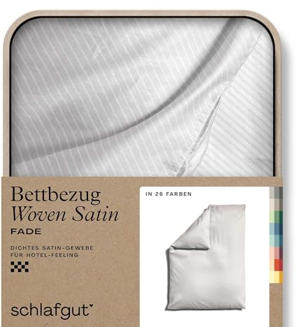 schlafgut Woven Fade Satin Bettwäsche 135x200cm gestreift Bettdecke Bezug einzeln, White Fade in Hotelqualität mit 100% Baumwolle