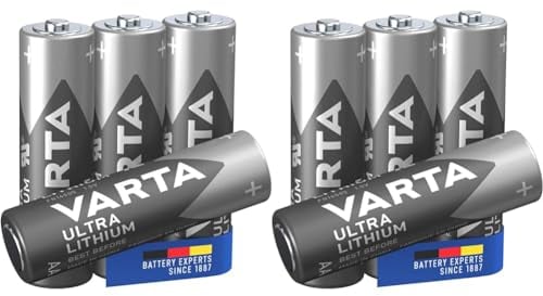 VARTA Batterien AA, 4 Stück, Ultra Lithium, 1,5V, ideal für Digitalkamera, Spielzeug, GPS Geräte, Sport- & Outdoor-Einsätze (Packung mit 2)