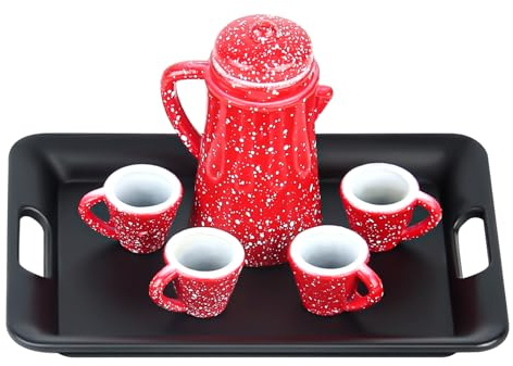 Puppenhaus Zubehör, Miniatur Vintage Porzellan Kaffee Teeservice Geschirr 1/12 Wichtel Zubehör Puppenhaus Weihnachten 6 Set