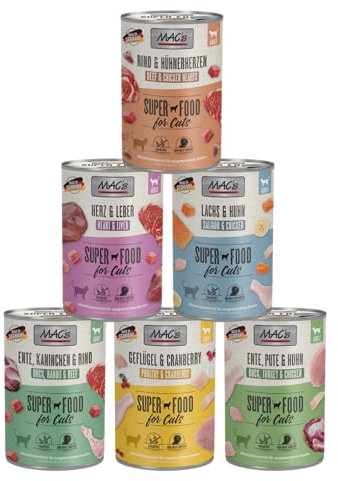 Mac's Cat 6 x 400g Mixpaket | Garantierter 6-Sorten-Mix | Getreidefreies Premium-Nassfutter für Katzen | Ideale Kombination aus hochwertigen Zutaten
