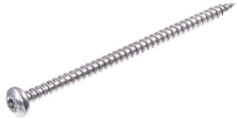 SECCARO Lot de 100 vis à bois à tête bombée 5 x 100 mm, en acier inoxydable V2A VA A2, filetage complet, TX/six pans creux