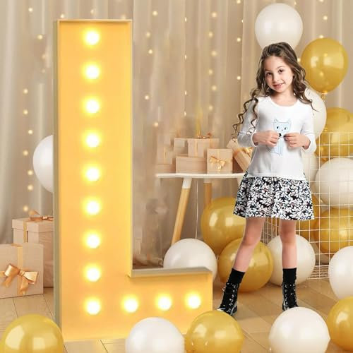 Syibelters Lettre L géante lumineuse à DEL de 100 cm, panneau lumineux en mosaïque pour chapiteau, lettres LED pour Saint-Valentin, anniversaire, Noël, Nouvel An