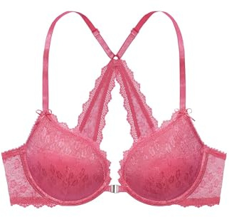 VIVANCE by Lascana Damen Push-up-BH mit feiner Spitze, integrierte Kissen, Vorderverschluss, individuell verstellbar, für EIN verführerisches Dekolleté und einfachen Komfort