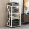 Beweglicher AV-Medienständer mit 3/4/5 Ebenen, Komponentenschrank, CD-Player-Ständer, Stereo-Audio-Rack-Turm, multifunktionales offenes Aufbewahrungsregal aus Holz for Zuhause/Büro/Theater(Color:White