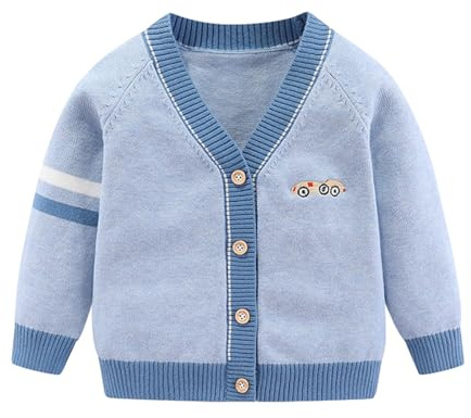 Fnaobai Toddler Baby Boys Cardigan Little Boys V-Neck Cotton Sweater Kids Long Sleeve Jacket Knit Button Up for Fall Winter