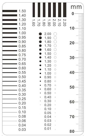 Mikroskop Mikrometer Fleck Karte Punkt Gauge Draht Gauge Fleck Riss Kontrast Lineal Messen Pass Badge Gauge Transparente Folie(063)