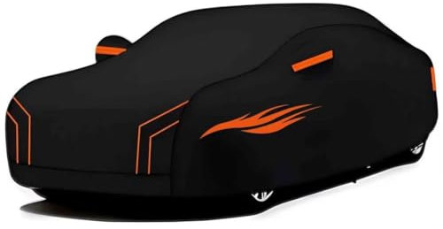 Outdoor Auto Abdeckplane kompatibel mit Porsche 911 Carrera Targa 4 991 2014-2020,Maßgeschneiderter Allwetterschutz mit seitlichen Reißverschlüssen, Staub- und Sonnenschutz(Black Orange)