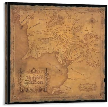 Poster Herr der Ringe Mittelerde Karte (4) Kunstposter Leinwand Gemälde Dekor Wanddruck Foto Zuhause Moderne dekorative Poster 70 x 70 cm