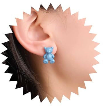 Xduargs Boho Blau Harz Bär Ohrringe Blau Cartoon Bär Ohrstecker Ohrringe Vintage Gummibärchen Ohrringe Personalisierte Teddybär Aussage Ohrringe Schmuck Für Frauen