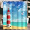Lerores Duschvorhang 150x200cm Leuchtturm, Beschwerter Saum Antischimme, Wasserabweisend, Waschbar Polyester Badevorhänge mit 10 Ösen und Duschvorhangringen für Badezimmer, Badewanne