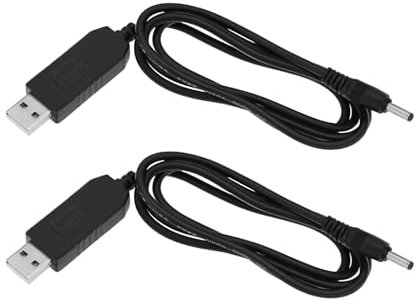 EMSea 2 Convertidores USB Boost de 5 V A 12 V Cable Boost de 3,5 X 1,35 Mm para Ventilador USB Enrutador Radiador Luz USB Altavoz USB Concentrador USB Negro 1 M