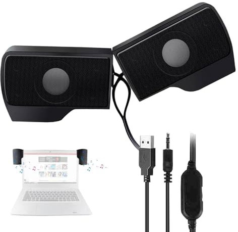Desktop Clip On Speakers - External Computer Speakers | External Laptop Speakers With Stereo Sound | USB Speakers Small Speakers