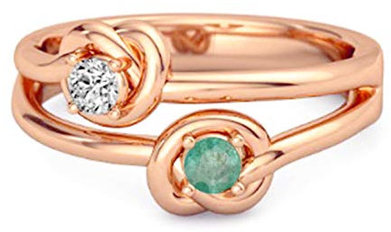 Amore Nodo Gemma di Smeraldo 0,10 ct Placcato in Oro Rosa 925 Sterlina Anello d'Argento He & She Promise (23)