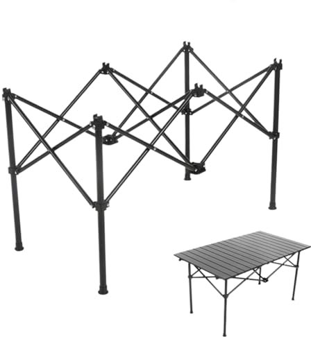 Teksome Pieds de table pliables | Cadre de bureau portable et réglable en métal | Pieds de table de camping à forte capacité de charge, fournitures de table pour la plage, le barbecue, la terrasse