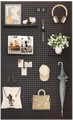 Panneau perforé à suspendre avec crochets en métal pour garage, cuisine et chambre - Kit de combinaison de panneaux perforés (noir 160 x 50 x 2,5 cm)