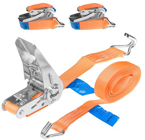 INTAKO 2 Stück Spanngurte mit Ratsche und Haken 4m (3,5m + 0,5m) - 800kg 25mm - TÜV & DIN Geprüft - 2-teilig Zurrgurte, Ratschengurte, Spanngurt für Anhänger, Motorrad, Transport