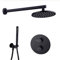 Shower Duschsystem, Messing, Schwarze Duscharmaturen, 20,3–30,5 cm, Regenduschkopf, Badezimmer-Umsteller, 2- und 3-Wege-Thermostatventil mit Handbrause, Luxus-Duschset, 8 Zoll, 8 Zoll Rainfall Shower
