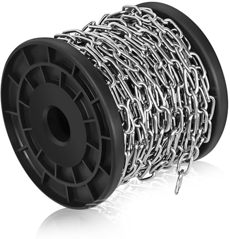 Stainless Steel Chain Chain Tool, 50ft Stainless Steel Chain Hanging Chain Tool, Jack Small Stainless Chain Tool DIY Metal Chain Tool Can Be Used for Lighting, Bird Cages, Doorplates