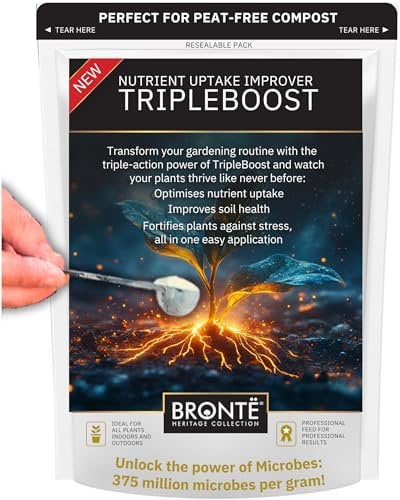 Bronte Heritage TripleBoost Plant Nutrient Uptake Improver - Professional Grade Microbial Soil Enhancer for Stronger Root & Healthier Growth. Perfect for Indoor & Outdoor Plants. 6 Weeks Active (50g)