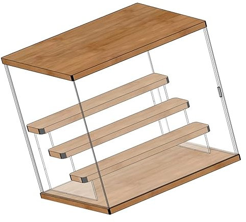 Acrylic Display Case Collectibles Figures Blind Box Storage Display Acrylic Blind Box Showcase Toy Doll Organizer Display Case with Door (4 Tiered Staircase L 32x26x30.4cm)