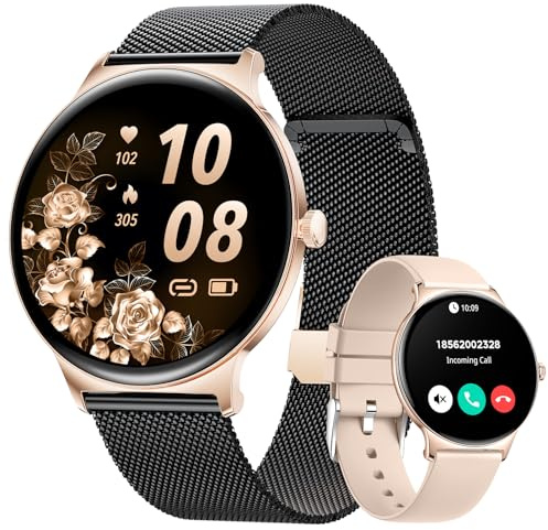 BENYAR SMART Smart Watch for Women, 1.43 AMOLED Screen Bluetooth Call Smartwatch, 120+ Sports Modes Fitness Tracker, Blood Oxygen Heart Rate Sleep Monitor for Android iOS Black Gold