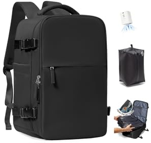 SZLX Vacuum Backpack Travel Bag with Pump Ryanair Cabin Bags 40x30x20 Wizzair British Airways Underseat Hand Luggage Carry-ons Travel Backpack Cabin Size Women Men Fit 14 Inch Laptop