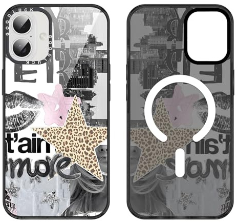 Yirlbey Magnetisch Leopard Handyhülle für iPhone 17 Hülle, Kompatibel mit MagSafe,Aesthetic Sterne Collage Muster Design Mädchen Geschenk Schutzhülle,Transparent Silikon Case für iPhone 17 6,3