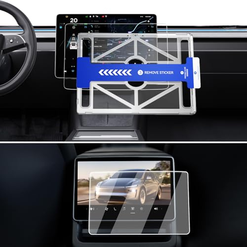 ECOZEN 2PCS Verre Trempé 9H pour Tesla Model Y 2025 (avant révision 2026)/Model 3 2024-2026 15.4 Film de Protection d'Écran de Navigation(kit d'installation) et Écran Arrière de 8