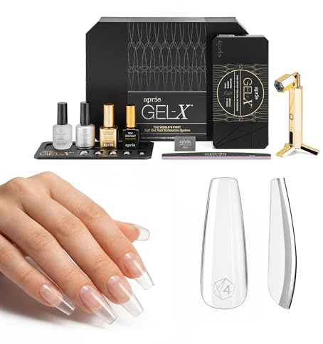 Aprés Gel-X® Nail Extension Starter Kit (Sculpted Coffin Long) | Professional Kit, 14 Sizes with Half Sizes, Soft Gel-X Tips, HEMA/TPO-Free System for Sensitive Nails