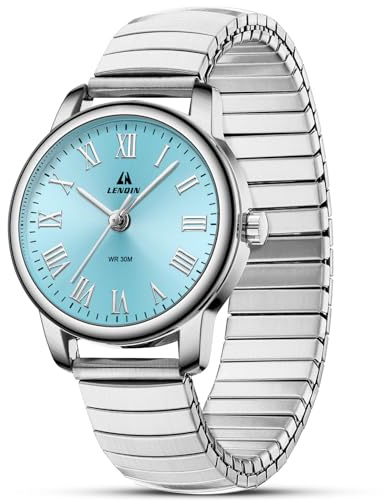 Damen Uhr Analog Quarzuhr Klassisch Armbanduhr Damen mit Edelstahl Flexband