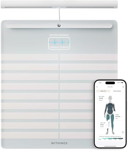 Withings Body Scan, Segmentale BIA-Waage, 6-Kanal-EKG, WLAN, Weiß | 6-Kanal-EKG mit AFib-Erkennung, segmentale Analyse, Gefäßalter, Nervengesundheit, WLAN & Bluetooth, iOS & Google Health