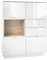Vladon Highboard Sideboard Metro, Made in Germany, Korpus in Weiß Hochglanz/Fronten in Weiß Hochglanz mit Einsatz in Eiche Nordic